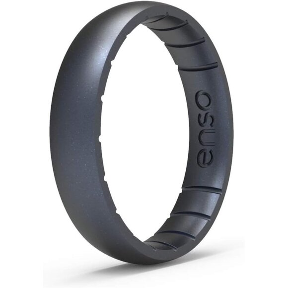 Thin Element Silicone Ring Infused with Precious Element 4.3mm Wide 1.75mm Thick